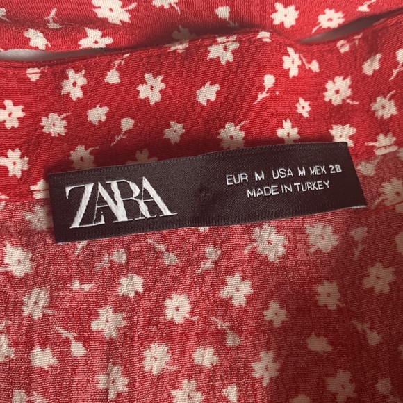 New Zara Red Floral Printed Tie Mini Skirt - Picture 5 of 6